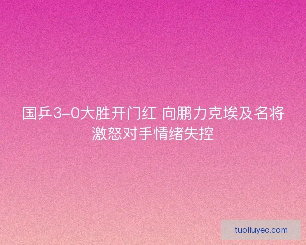 国乒3-0大胜开门红 向鹏力克埃及名将激怒对手情绪失控